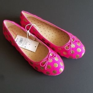 Pink Ballerina Shoes Flats Polka Dots For Girls